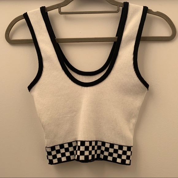 White Checkered Cropped Top by Windsor - Picture 6 of 6